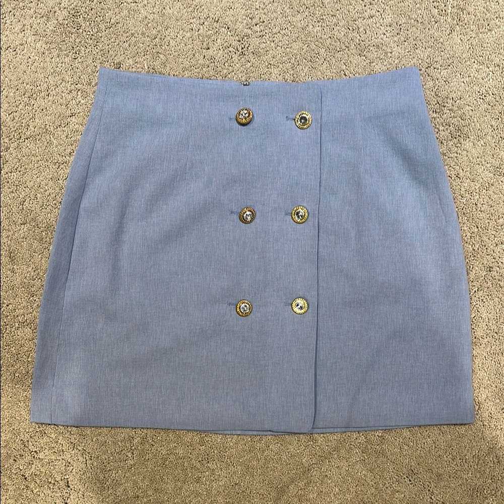 Elegant Blue Buttoned Women's Skirt